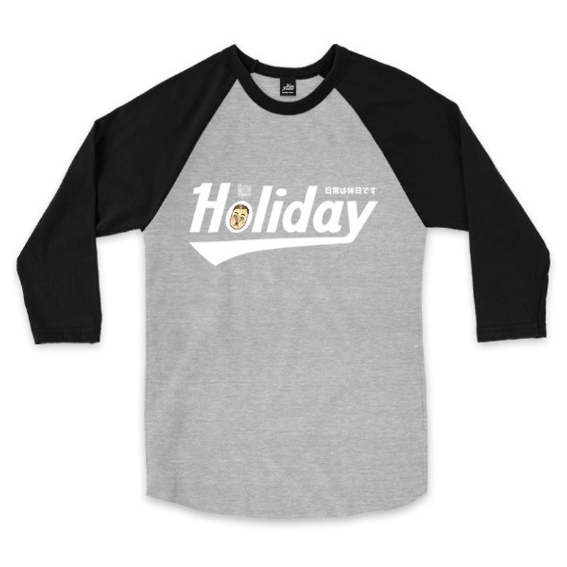 Holiday 保羅先生簽名款 - 灰/黑 - 七分袖棒球T恤 - 男 T 恤 - 棉．麻 灰色