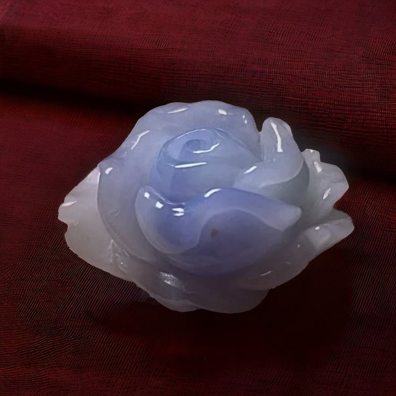 紫羅蘭翡翠玫瑰花 | 天然緬甸玉A貨翡翠 | 送禮 - 項鍊 - 玉石 紫色