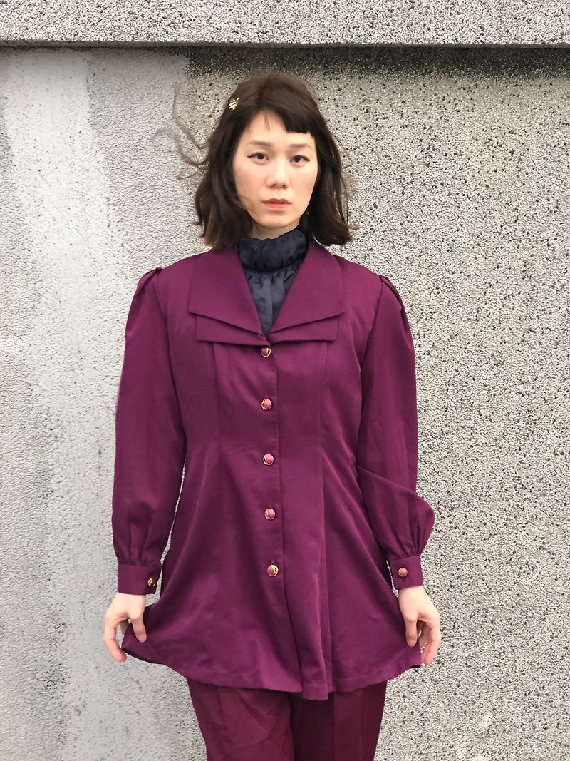 Mysterious double collar blazer with back - Women's Blazers & Trench Coats - Other Materials 