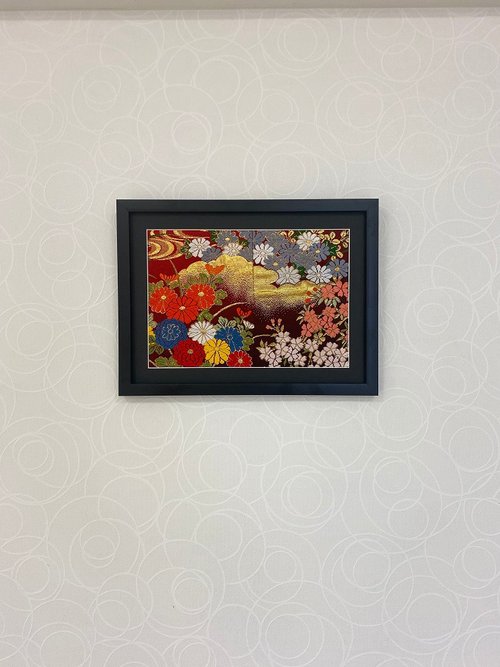 miyabi-kimonoart きものアートフレーム100 刺繍著物 花 和モダン 和風インテリア プレゼント 結婚祝 新築祝 長壽祝 縁起物 額裝インテリア