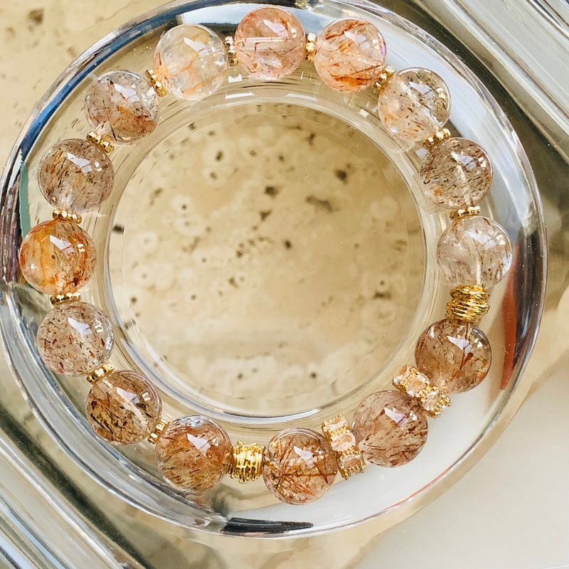 ITS-B628【設計款・一圖一物・靚美麗黑金超七】天然水晶手鍊手環 - 手鍊/手環 - 寶石 金色