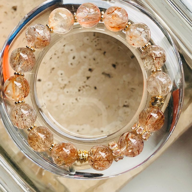 ITS-B628【デザインコレクション・一点物・煌めくブラックゴールドスーパーセブン】天然石ブレスレット - ブレスレット - 宝石 ゴールド