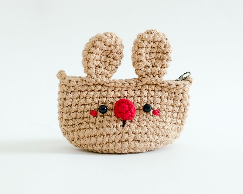 Coin purse - Crochet the Brown Rabbit. - 散紙包 - 棉．麻 咖啡色