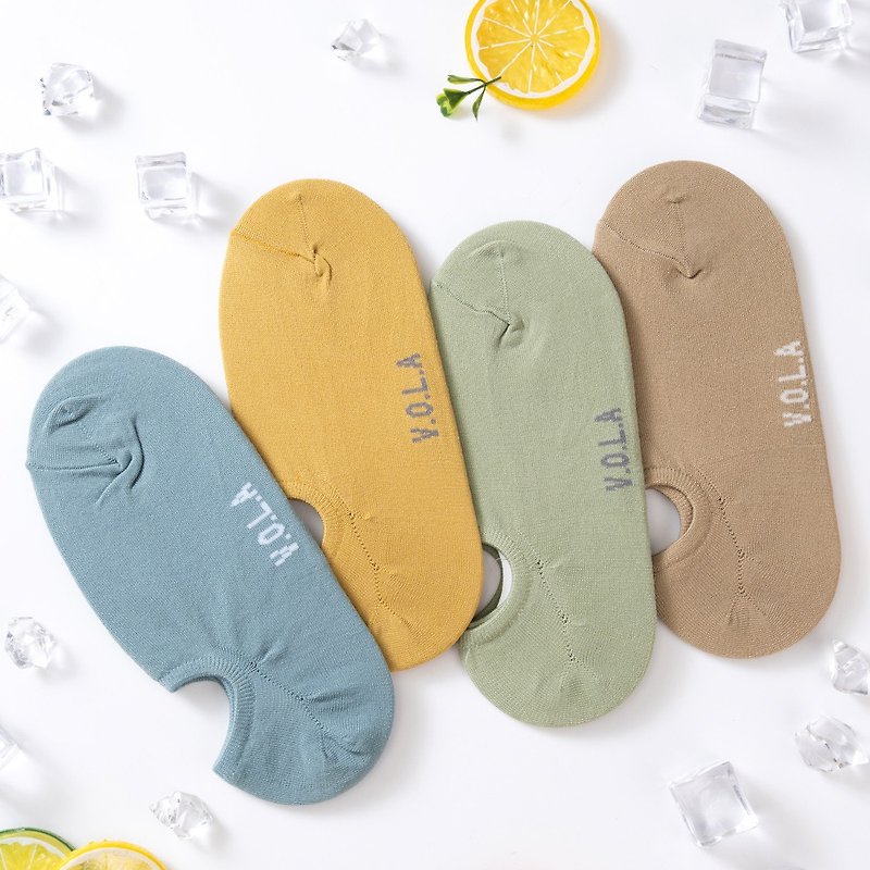 Cool feeling does not fall off with plain color invisible socks Taiwan-made Bingqin super elastic socks women's socks multi-color - Socks - Cotton & Hemp 