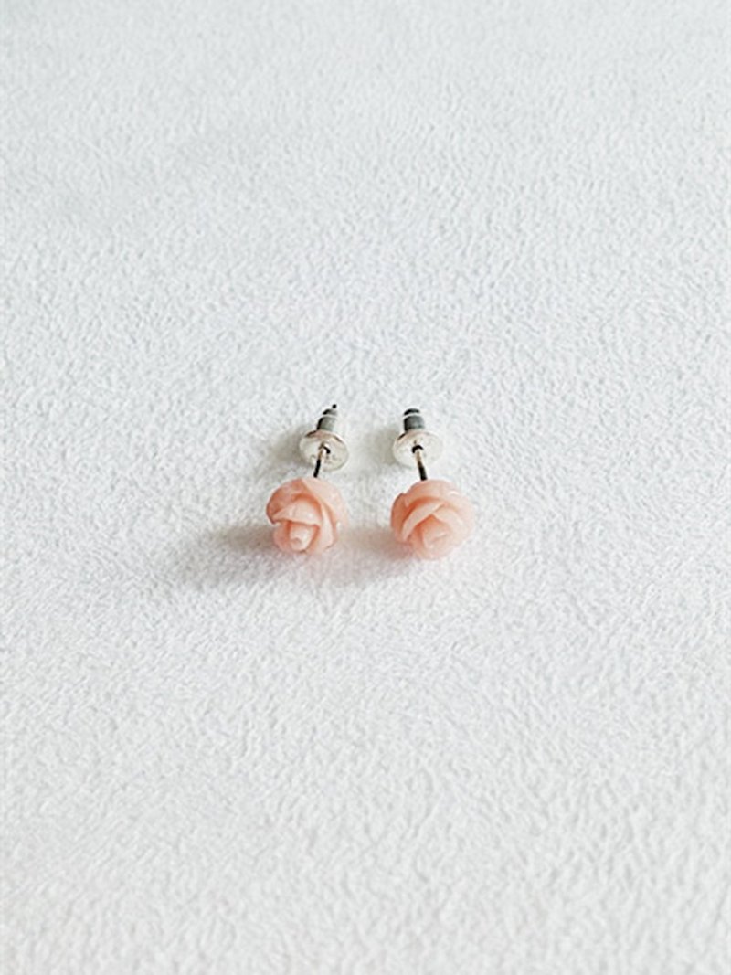 耳環 玫瑰 925純銀 - 耳環/耳夾 - 塑膠 多色