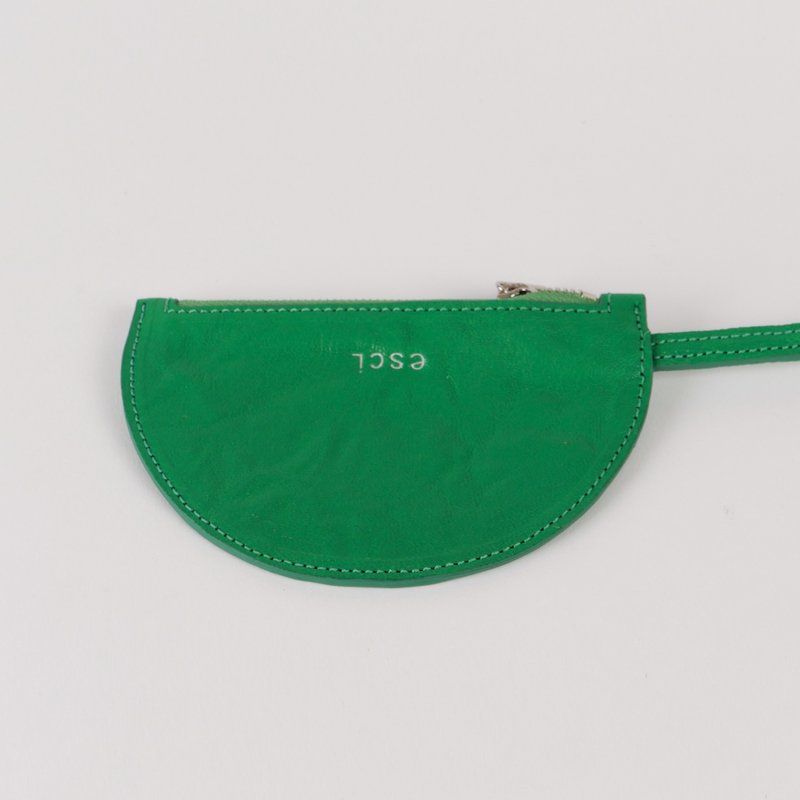 Half Moon Pouch Green_Goat Crinkle - 零錢包/小錢包 - 真皮 
