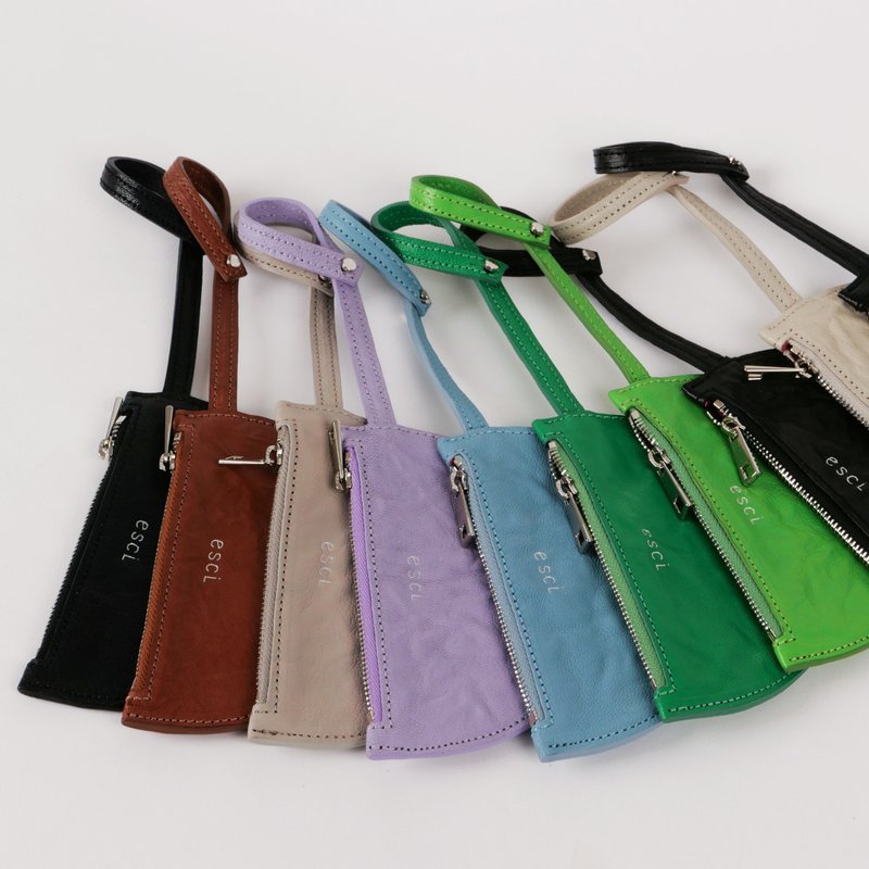Half Moon Pouch Green_ leather _card holder wallet - 錢包/皮夾/長短夾 - 真皮 
