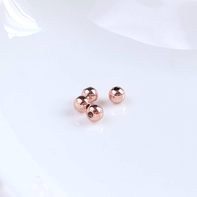 DIY材料。3mm(10顆)玫瑰金925銀圓珠  金屬珠 - 零件/散裝材料/工具 - 純銀 粉紅色