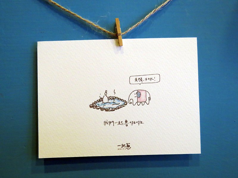 Elephant / Lu Lala / painted / card postcard - การ์ด/โปสการ์ด - กระดาษ 
