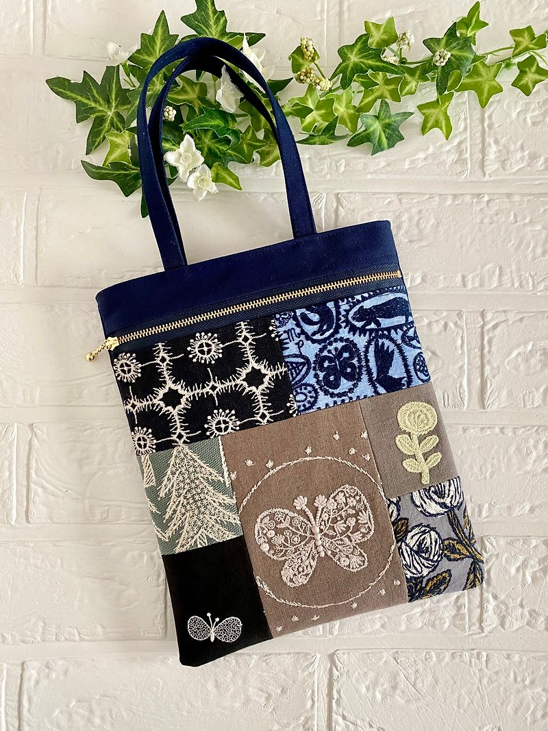 minä perhonen patchwork embroidered mini bag - Other - Cotton & Hemp 