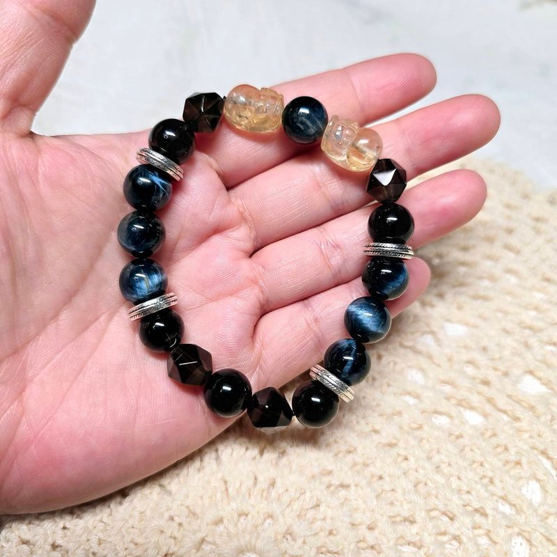 Citrine, Blue Tiger Eye Design Bracelet - สร้อยข้อมือ - คริสตัล 