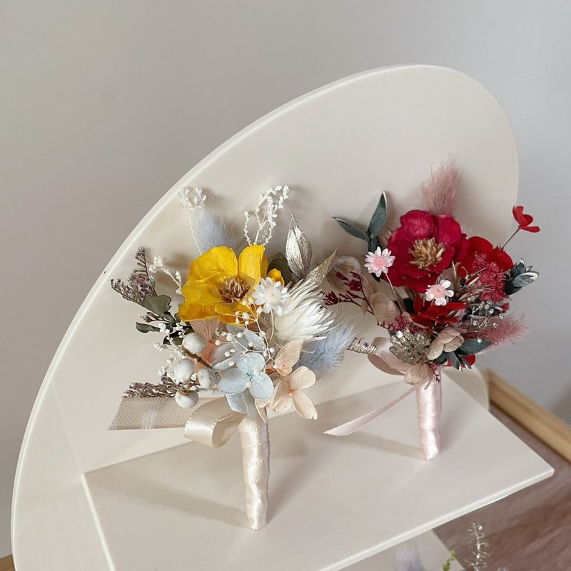 【婚禮胸花】乾燥胸花 胸針別針 婚禮 伴郎胸花 主婚人花 手腕花 - 乾燥花/永生花 - 植物．花 
