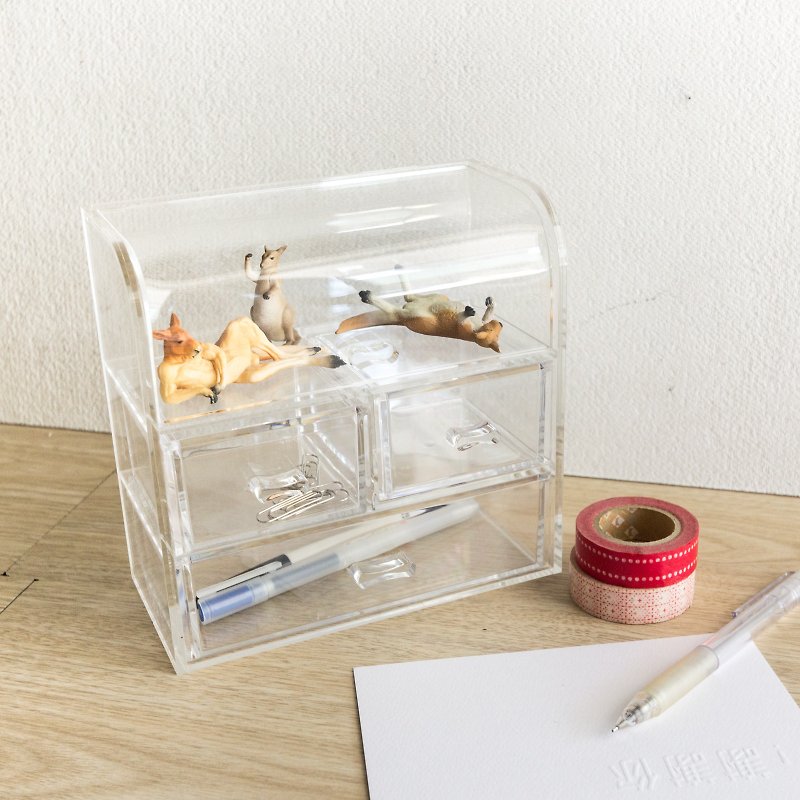 Transparent stationery twisted egg doll storage box - Storage - Acrylic Transparent