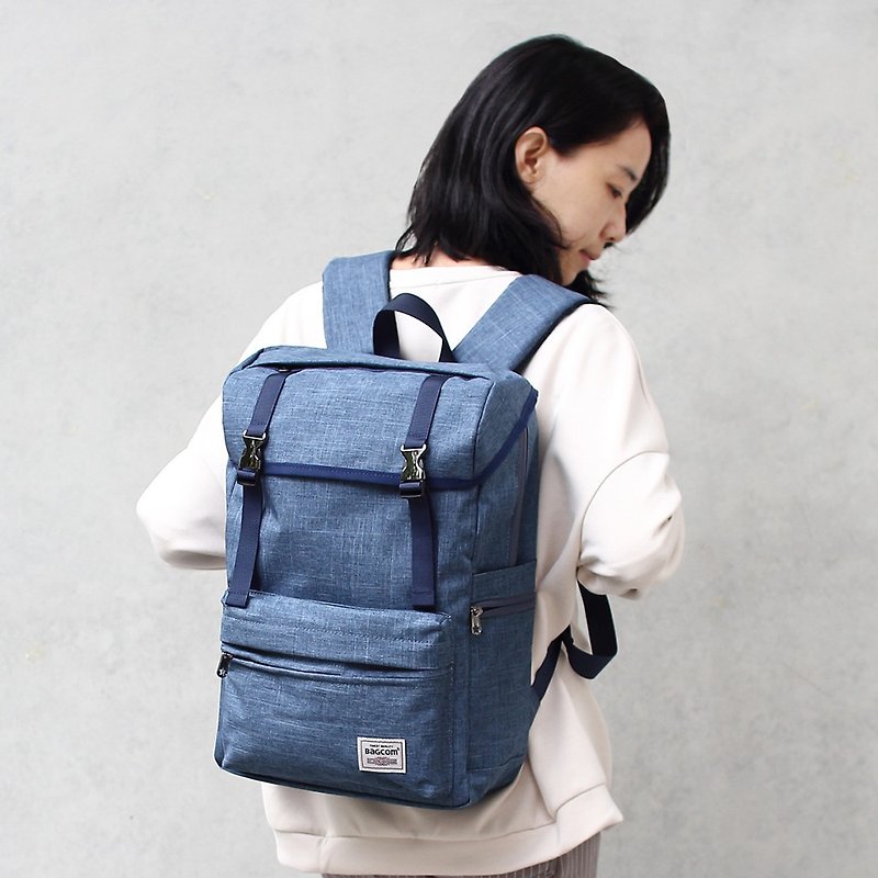 帶釦多層後背包(14'' Laptop OK)-藍色_105388 - 後背包/書包 - 其他材質 藍色