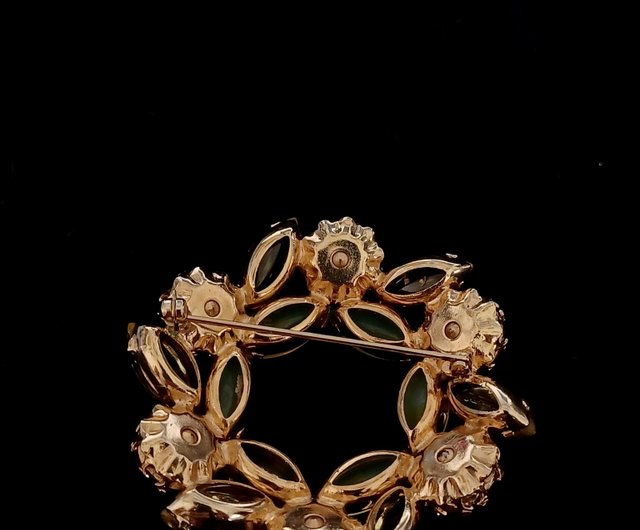 ジェニ様超希少！JULIANAヴィンテージ ブローチ9074 Vintage Juliana Large Rhinestone Brooch Pin Teal AB Black