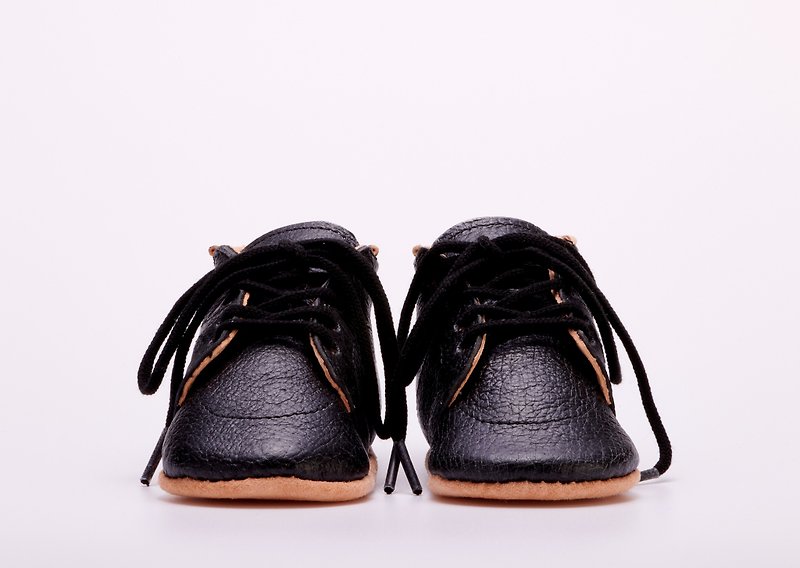 日本製　お名前入りベビーシューズ　黒色　ひも靴　11cm　12.5cm - 嬰兒鞋 - 真皮 黑色