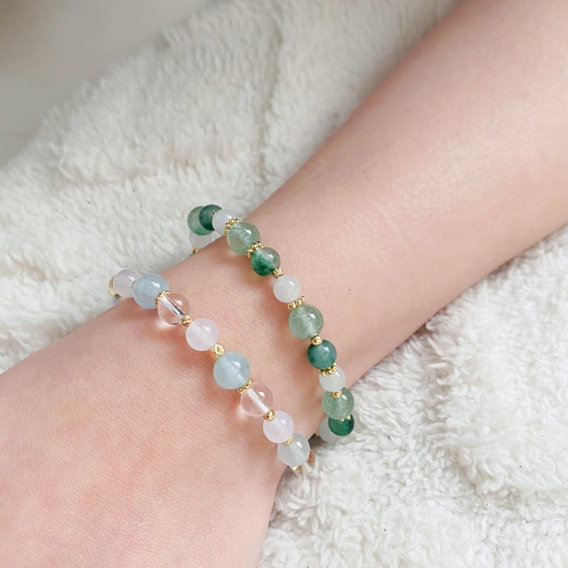 Green Strawberry | Green strawberry crystal, grape chalcedony, water plant chalcedony crystal bracelet - Bracelets - Crystal Green