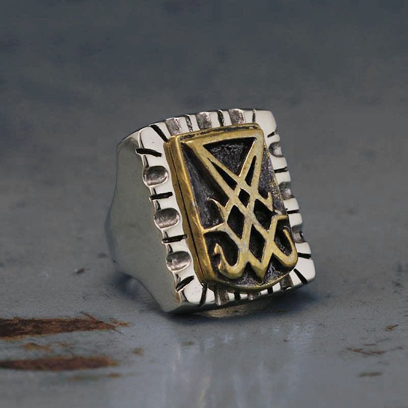 แหวน ลูซิเฟอร์ ไบค์เกอร์ นักขี่มอเตอร์ไซด์ กะโหลก วินเทจ แม็กซิกัน ทองเหลือง - แหวนทั่วไป - โลหะ สีทอง
