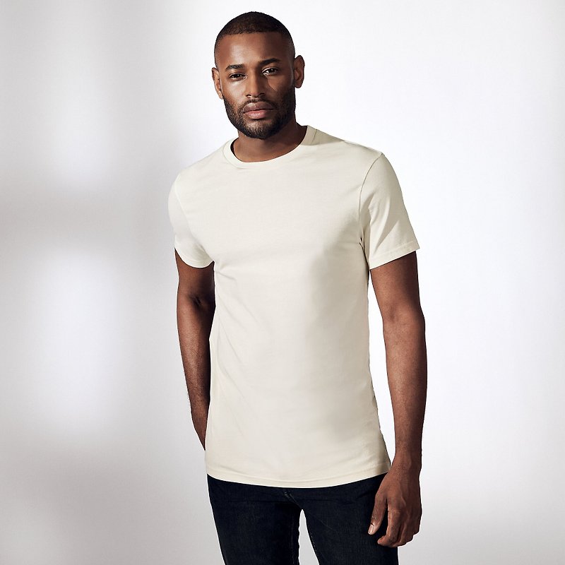 Nordic Minimalist - 100% Organic Cotton Classic Crew Neck T-Shirt / Plain Tee / T-shirt Men (Beige) - เสื้อยืดผู้ชาย - ผ้าฝ้าย/ผ้าลินิน สีกากี