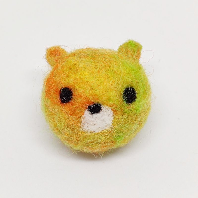 Lemon Orange Juice-Mixed Color Series Bear Wool Felt Key Ring, Charm, Decoration - ของวางตกแต่ง - ขนแกะ สีเหลือง