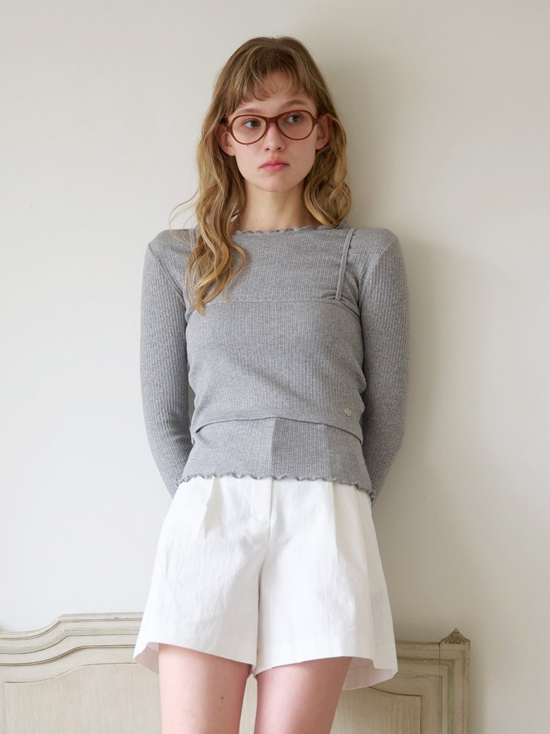 Puri layered t-shirt_ Gray - 女 T 恤 - 棉．麻 灰色