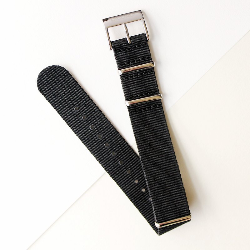 【PICONO】Single color nylon strap / Black - สายนาฬิกา - วัสดุอื่นๆ 