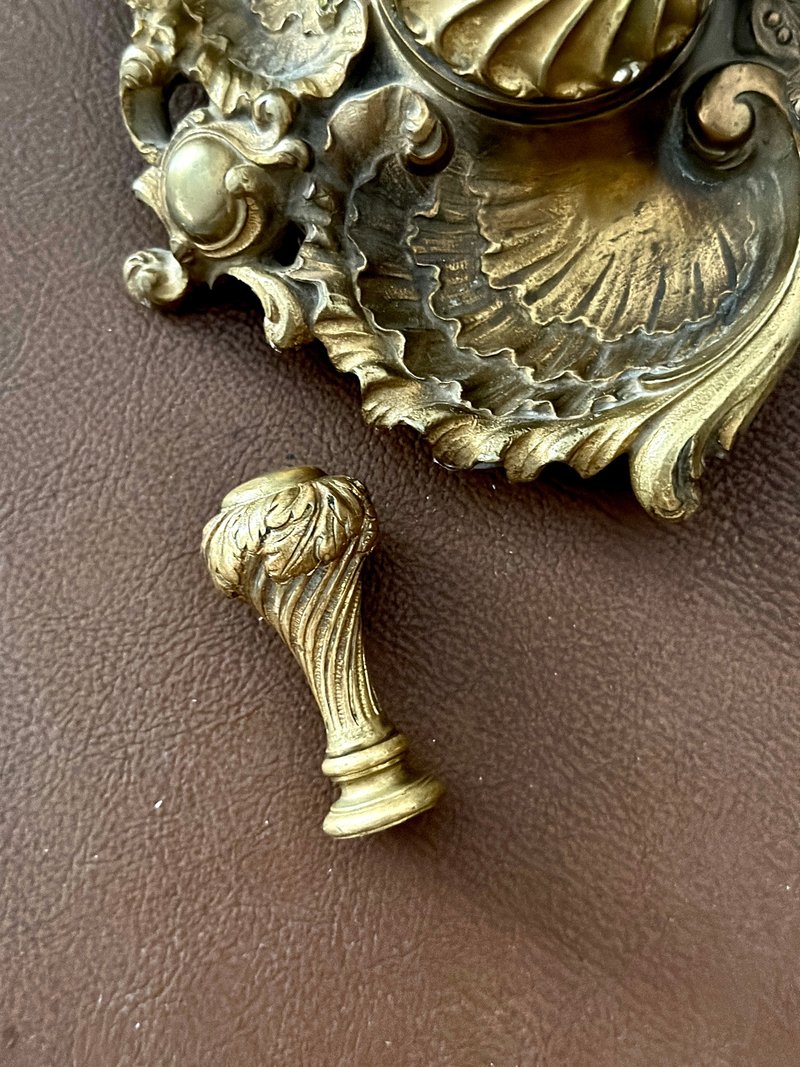 30319-法國古董黃銅封蠟章 French antique brass wax stamp - 印章/印台 - 銅/黃銅 