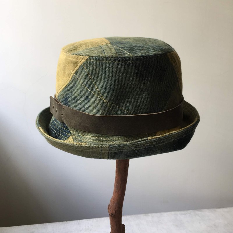 Handmade hats in vintage style/bowl hat/bucket hat/2way - หมวก - ผ้าฝ้าย/ผ้าลินิน สีเหลือง