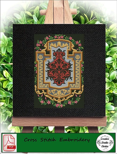 CreativeStudioElenka Vintage Cross Stitch Scheme Fireplace screen - PDF Embroidery Scheme