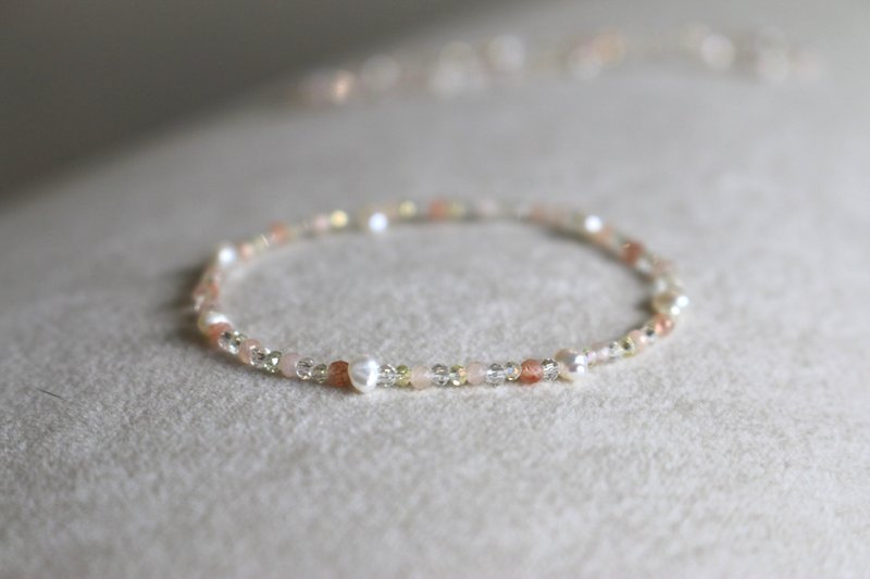 June Birthstone Bracelet Strawberry Crystal Pearl-Happy Birthday- - Bracelets - Gemstone Orange