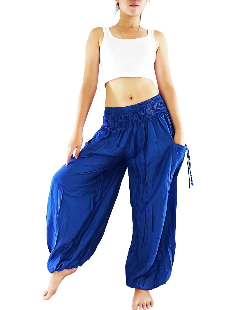 Harem Pants Women Clothing Yoga Pants Aladdin Pants Genie Pant Rayon Trousers - Men's Pants - Other Materials Blue