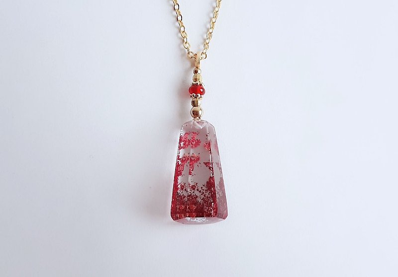 宝石メープルリーフリーグナチュラル鉱石赤ゴーストブラスネックレス - ネックレス - 宝石 レッド