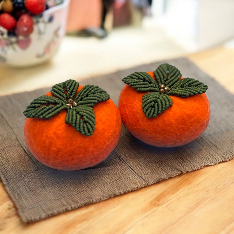 Persimmon Ruyi Felt Small Persimmon Ornament - ของวางตกแต่ง - ขนแกะ 