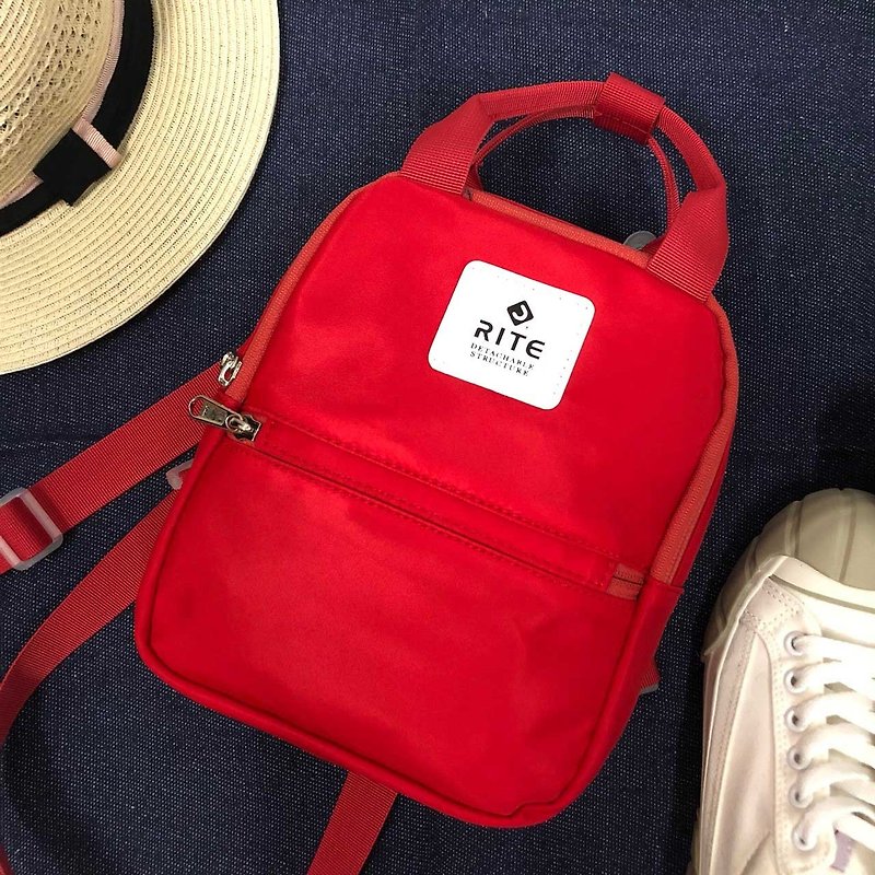 [RITE] Le Tour Series - Dual-use Mini Backpack - Rainbow [Red] - กระเป๋าเป้สะพายหลัง - วัสดุกันนำ้ 