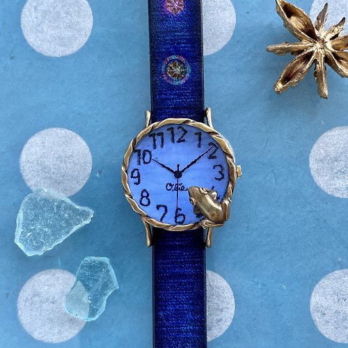froggywatch 凝望池塘的青蛙款手錶M淡藍色