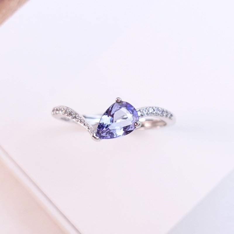 Natural unburned tanzanite tanzanite crystal flawless cut perfect soft lines design gift - General Rings - Sterling Silver Blue