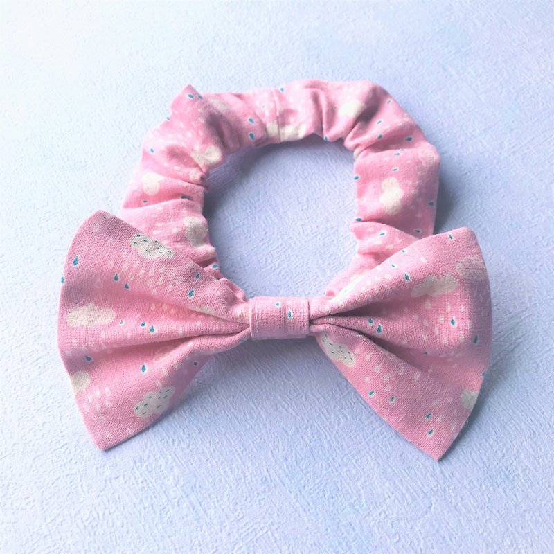 蝴蝶結鬆緊項圈 寵物領結 bow tie -- 粉紅雲雨_M號(現貨1) - 貓狗頸圈/牽繩 - 棉．麻 粉紅色