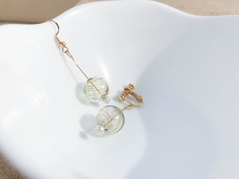 【Christmas gift】Christmas waltz | ear pin ear clip - Earrings & Clip-ons - Colored Glass Multicolor