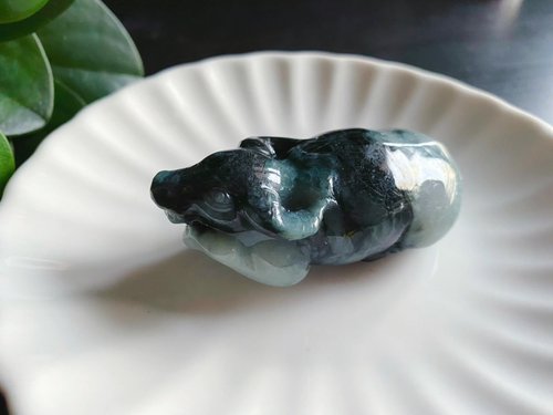 樂藏｜輕珠寶｜手作能量 孤品 天然緬甸玉翡翠 牛 擺件 禮物 事業紅火 牛氣沖天 擺