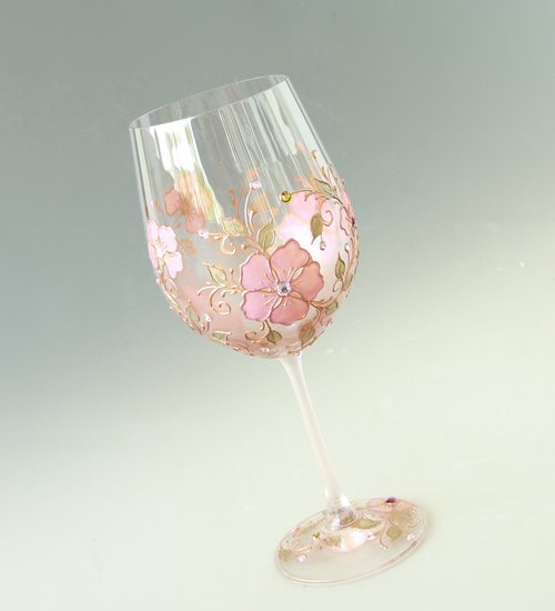 Wine Glasses Black Gold Flowers Swarovski Crystals, Hand-painted set of 2 -  Shop NeA Glass Bar Glasses & Drinkware - Pinkoi