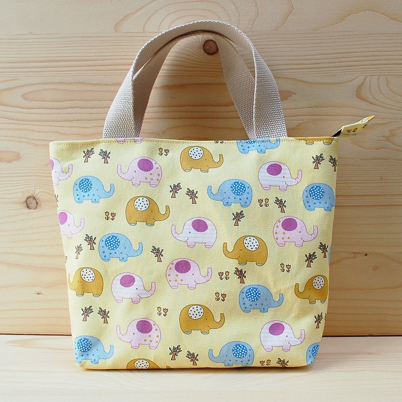Cute baby elephant zipper bag / order - Handbags & Totes - Cotton & Hemp Yellow