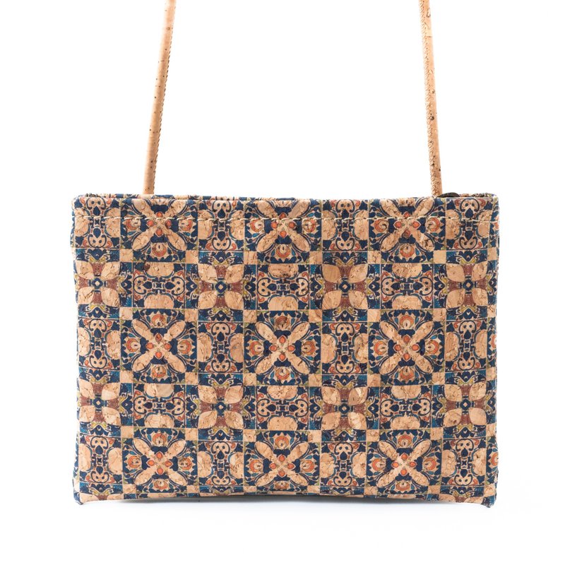 Cork leather sacoche (Portuguese tile C) - Messenger Bags & Sling Bags - Eco-Friendly Materials Multicolor