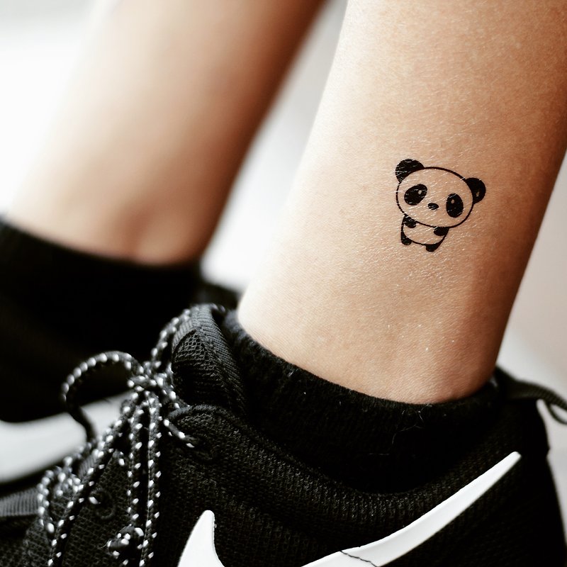 Cute Cartoon Panda Temporary Fake Tattoo Sticker (Set of 2) - OhMyTat - Temporary Tattoos - Paper Black