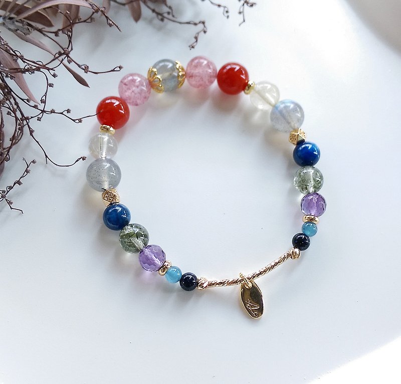 【Natural Crystal Handmade Charms】Red Moonlight Natural Crystal Bracelet - สร้อยข้อมือ - คริสตัล 