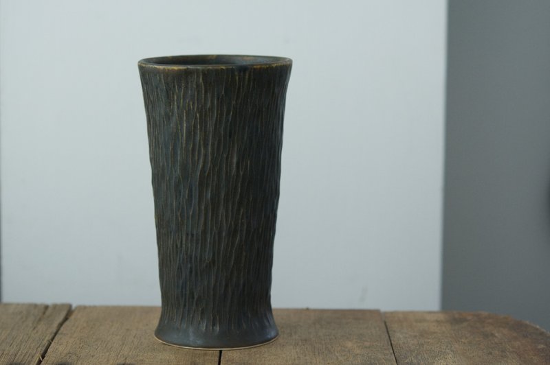 鑿木紋杯 | 黑檀 | B - 茶壺/茶杯/茶具 - 瓷 黑色