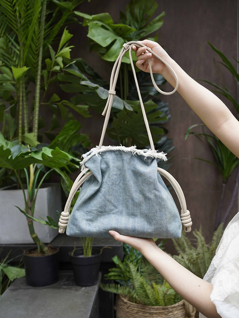 MELONFISH makes old denim lucky bag bags - Messenger Bags & Sling Bags - Faux Leather 
