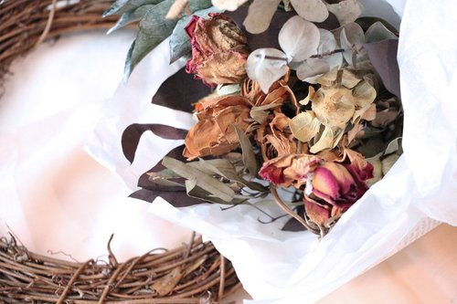 ビンテージローズユーカリドライフラワーブーケ - ショップ fang