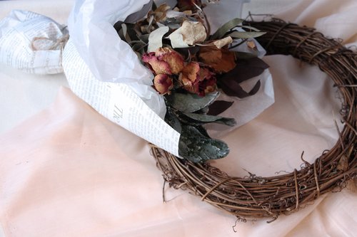 ビンテージローズユーカリドライフラワーブーケ - ショップ fang