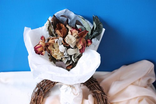 ビンテージローズユーカリドライフラワーブーケ - ショップ fang