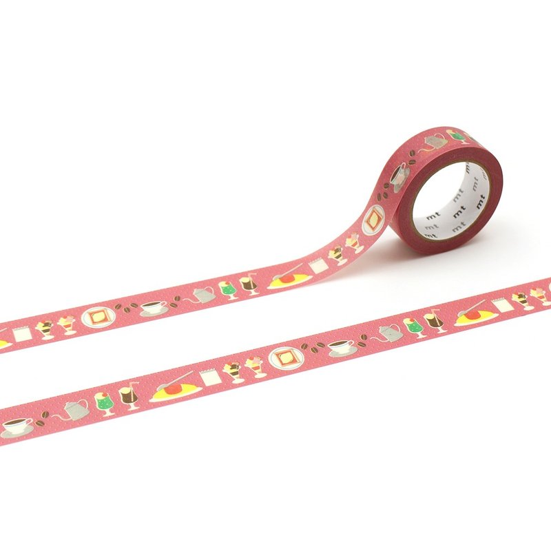 mt ex Masking Tape 2024SS / Retro Cafe (MTEX1P239) - มาสกิ้งเทป - กระดาษ สีแดง